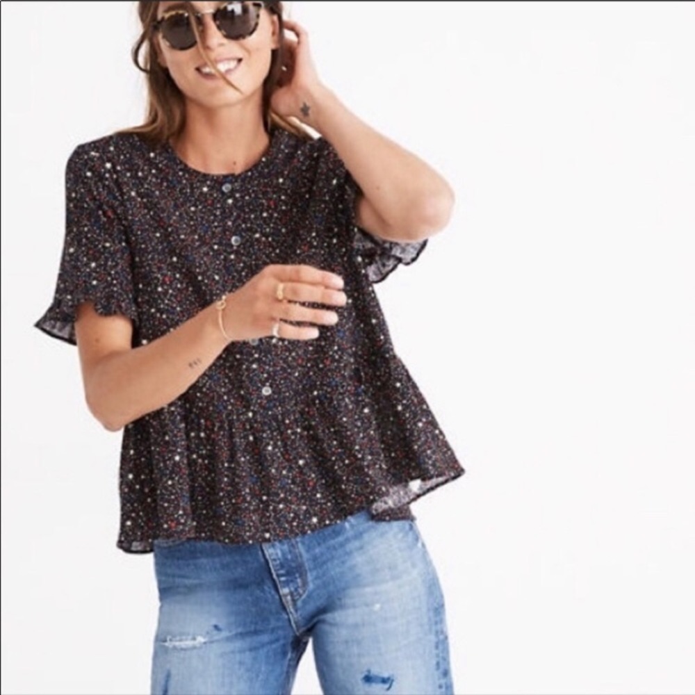 Madewell star print peplum blouse